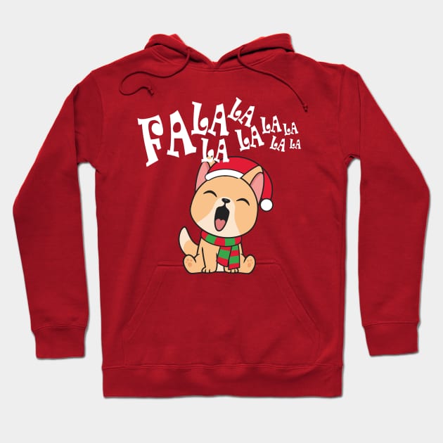 Cute Christmas Dog Singing Fa la la la Song Hoodie by Jasmine Anderson